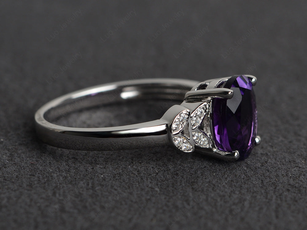 Amethyst Promise Ring For Women White Gold - LUO Jewelry