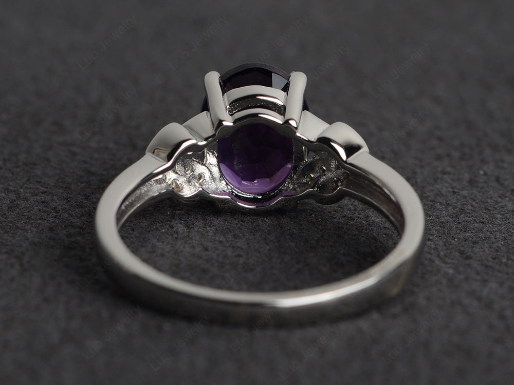 Amethyst Promise Ring For Women White Gold - LUO Jewelry