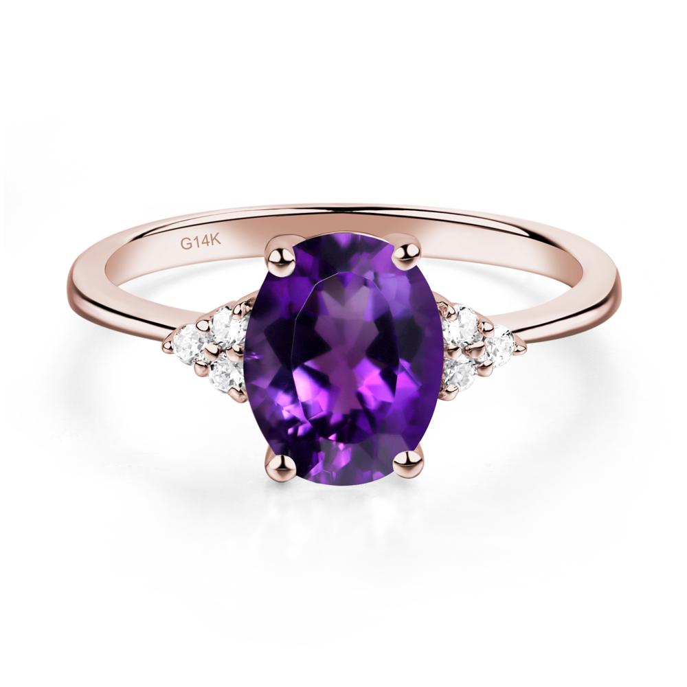 Simple Oval Cut Amethyst Wedding Ring - LUO Jewelry #metal_14k rose gold