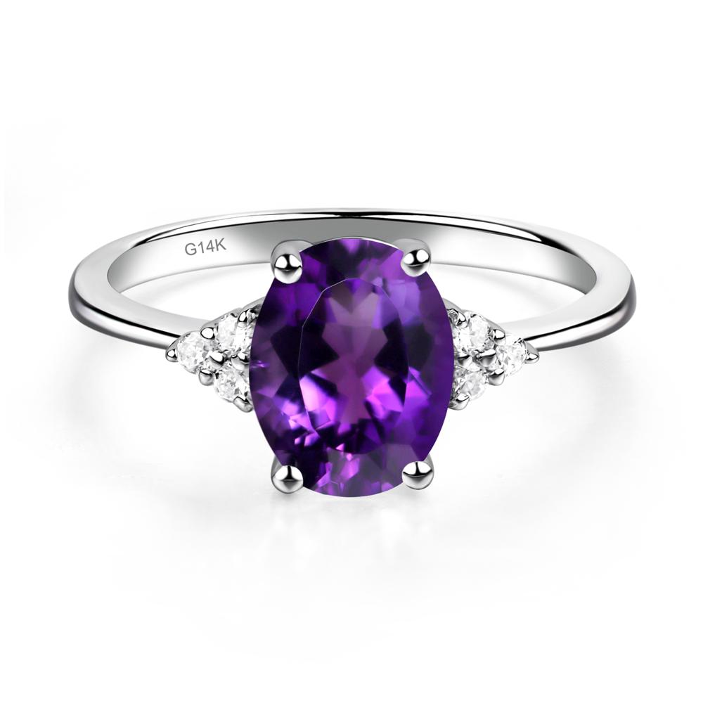Simple Oval Cut Amethyst Wedding Ring - LUO Jewelry #metal_14k white gold