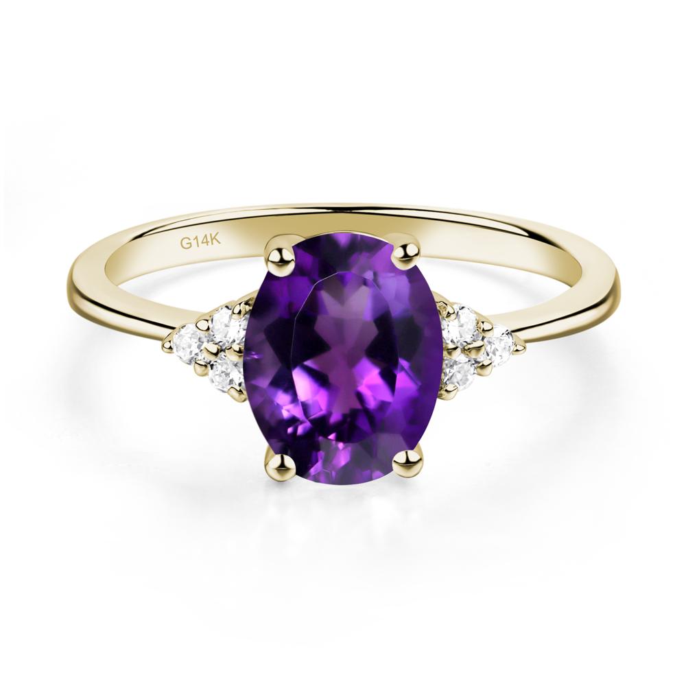 Simple Oval Cut Amethyst Wedding Ring - LUO Jewelry #metal_14k yellow gold