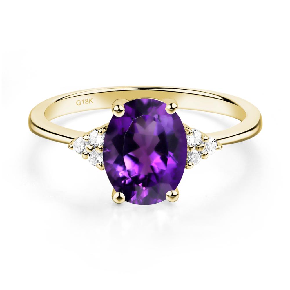Simple Oval Cut Amethyst Wedding Ring - LUO Jewelry #metal_18k yellow gold