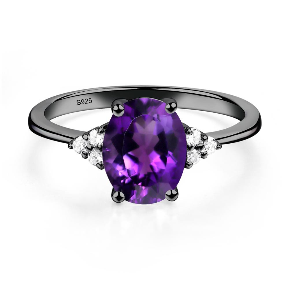 Simple Oval Cut Amethyst Wedding Ring - LUO Jewelry #metal_black finish sterling silver