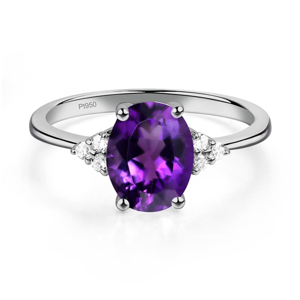 Simple Oval Cut Amethyst Wedding Ring - LUO Jewelry #metal_platinum
