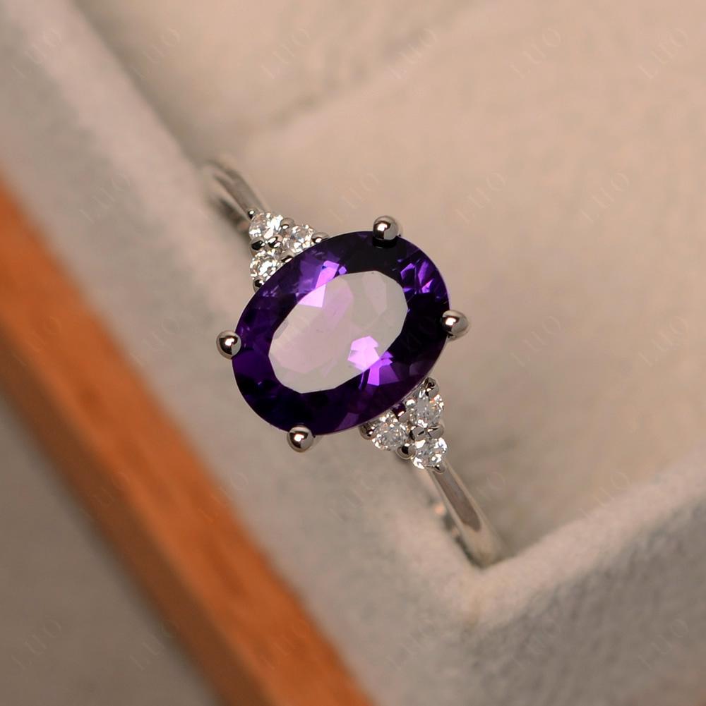Simple Oval Cut Amethyst Wedding Ring - LUO Jewelry
