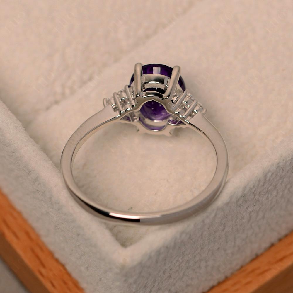 Simple Oval Cut Amethyst Wedding Ring - LUO Jewelry