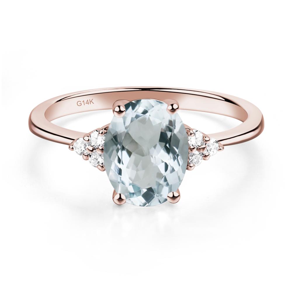 Simple Oval Cut Aquamarine Wedding Ring - LUO Jewelry #metal_14k rose gold