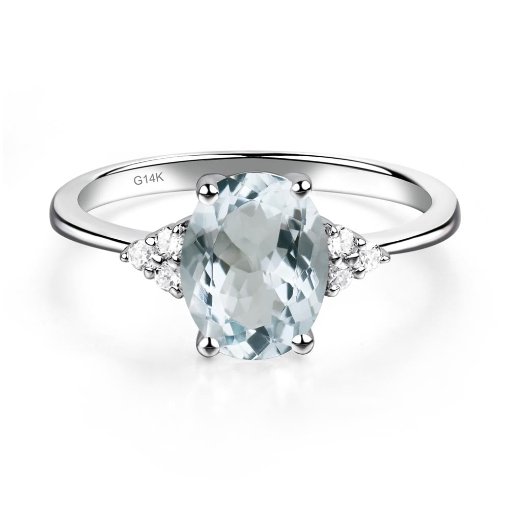 Simple Oval Cut Aquamarine Wedding Ring - LUO Jewelry #metal_14k white gold