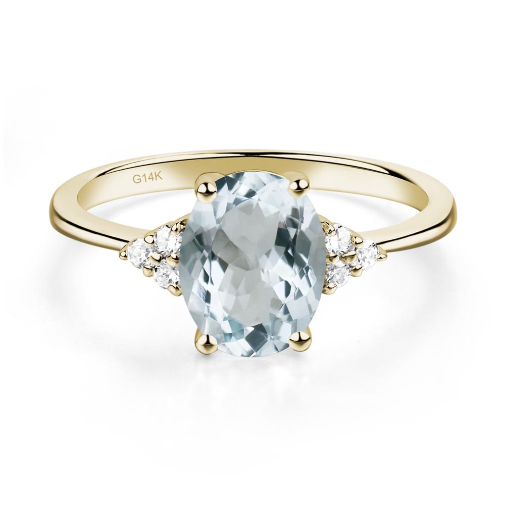 Simple Oval Cut Aquamarine Wedding Ring - LUO Jewelry #metal_14k yellow gold