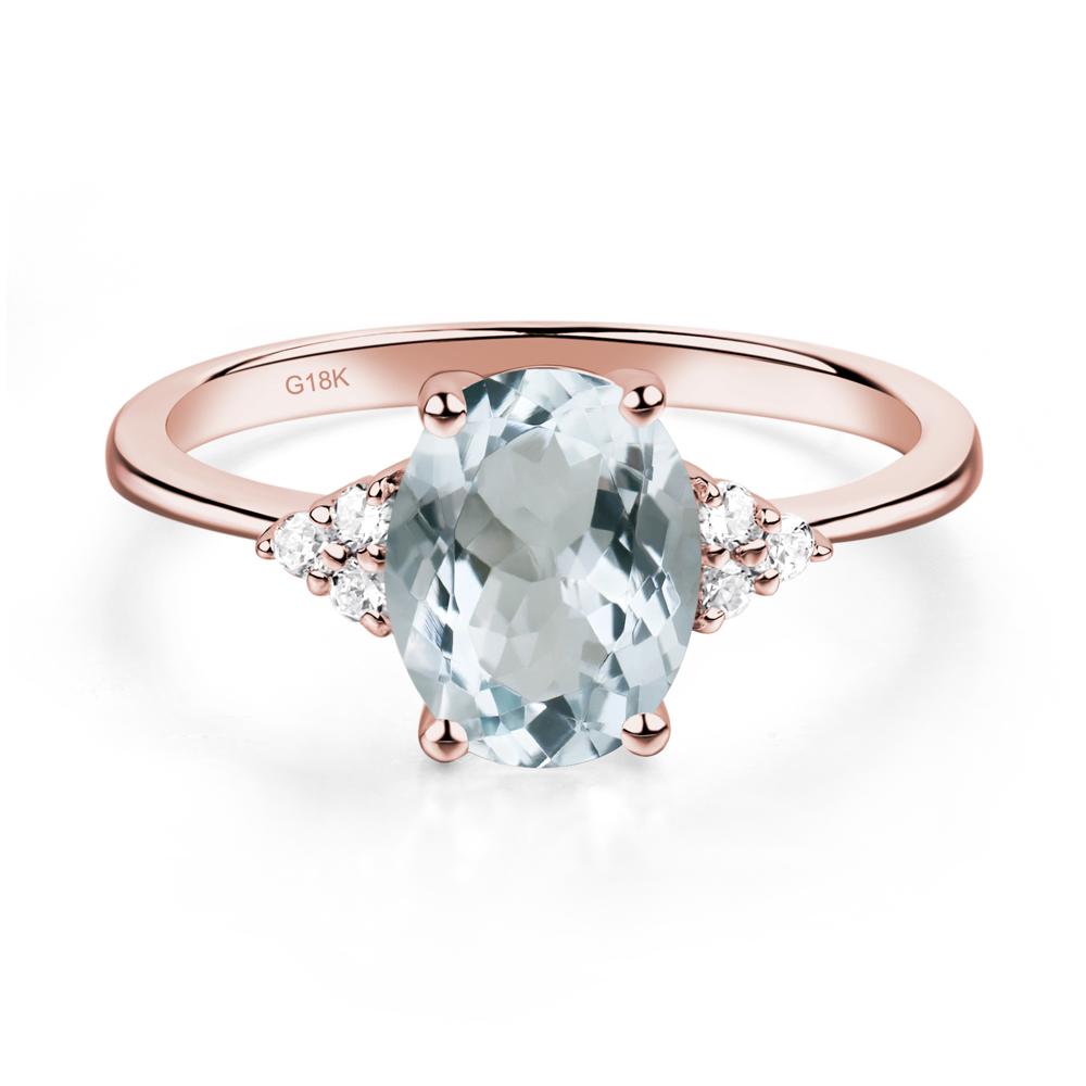 Simple Oval Cut Aquamarine Wedding Ring - LUO Jewelry #metal_18k rose gold