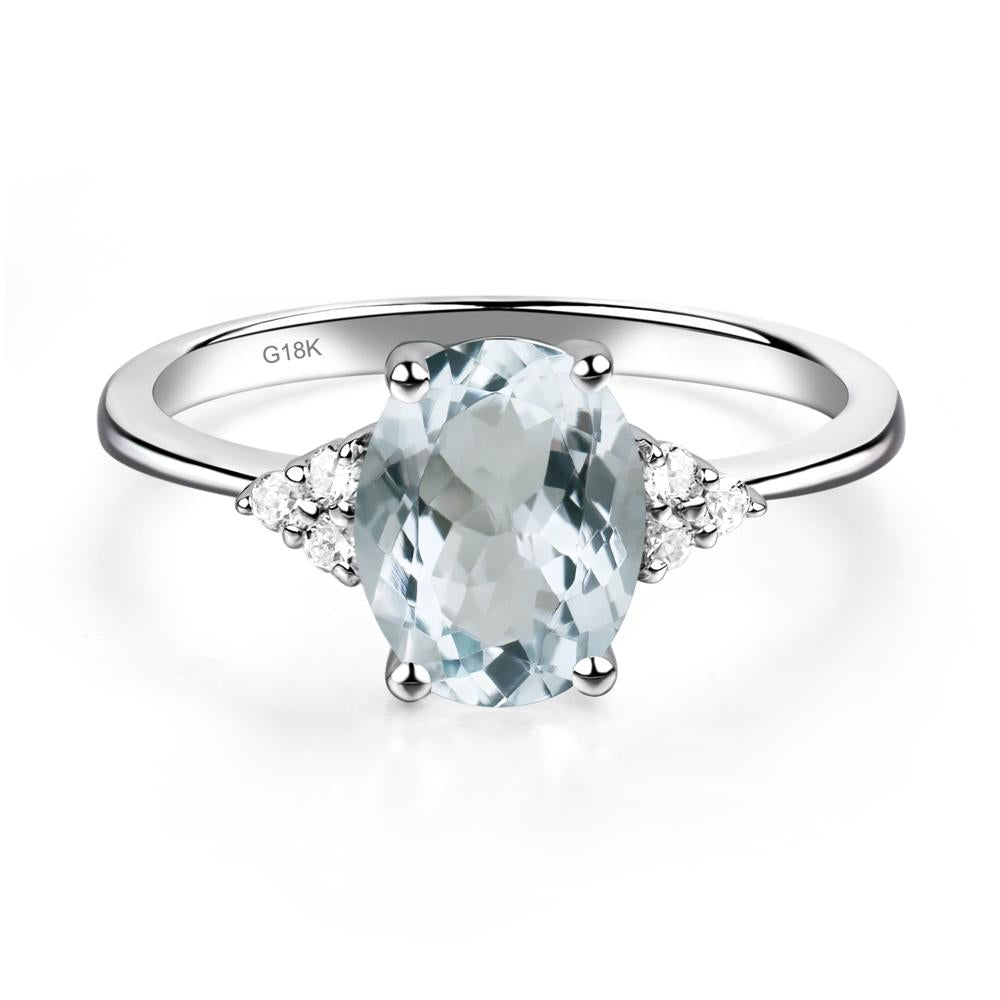 Simple Oval Cut Aquamarine Wedding Ring - LUO Jewelry #metal_18k white gold