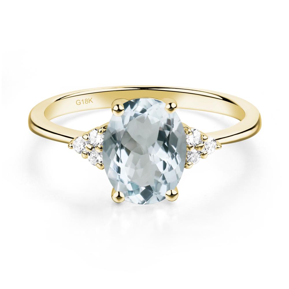 Simple Oval Cut Aquamarine Wedding Ring - LUO Jewelry #metal_18k yellow gold