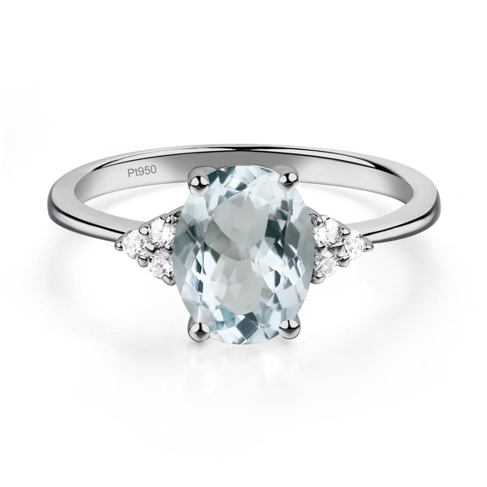 Simple Oval Cut Aquamarine Wedding Ring - LUO Jewelry #metal_platinum