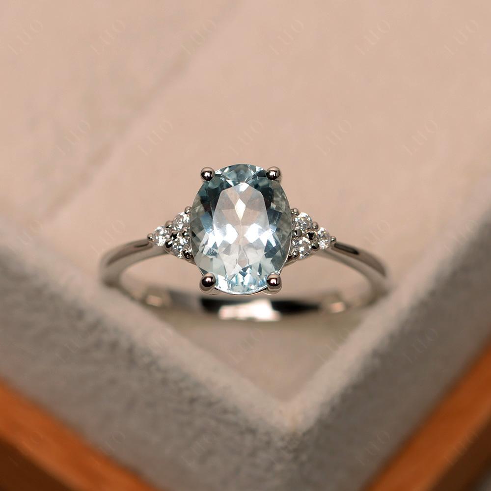 Simple Oval Cut Aquamarine Wedding Ring - LUO Jewelry