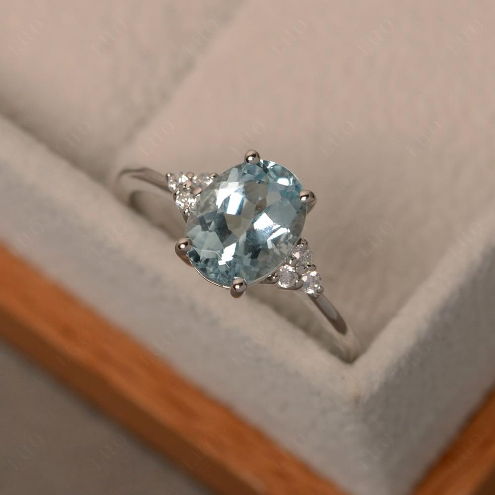Simple Oval Cut Aquamarine Wedding Ring - LUO Jewelry