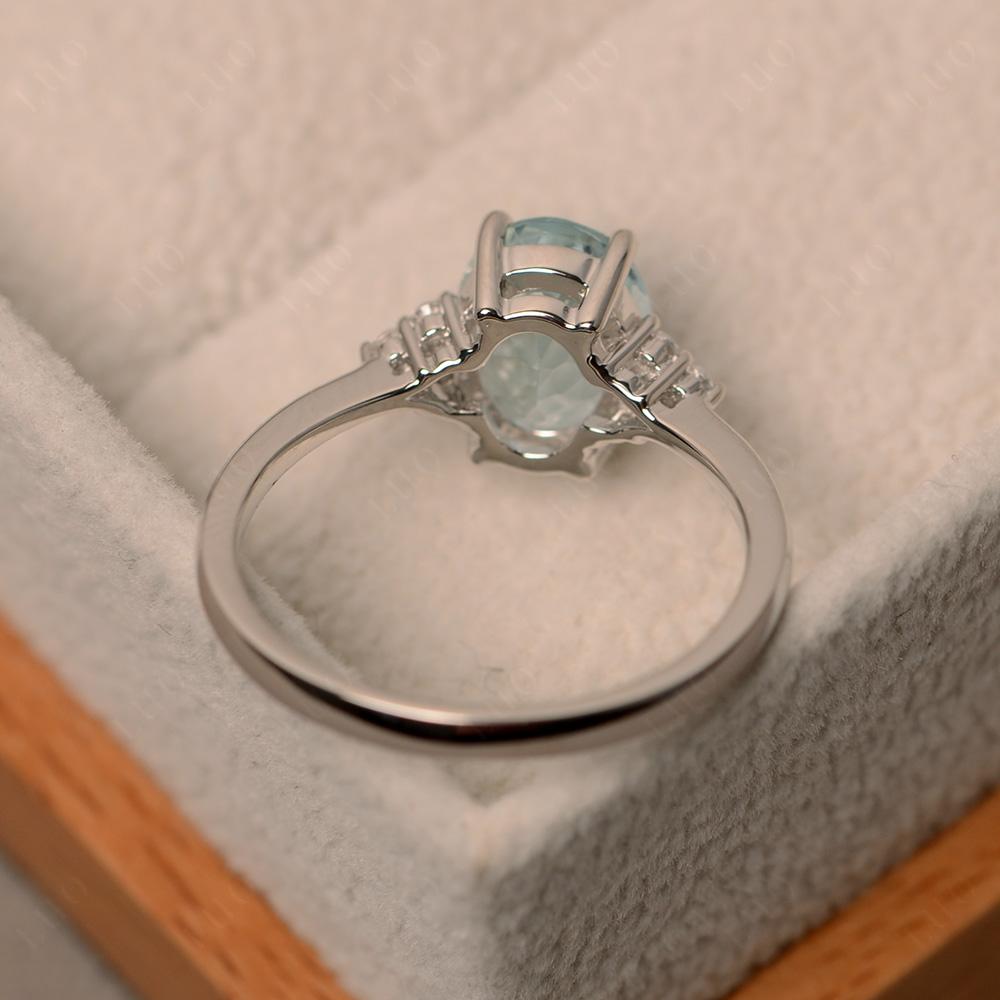 Simple Oval Cut Aquamarine Wedding Ring - LUO Jewelry