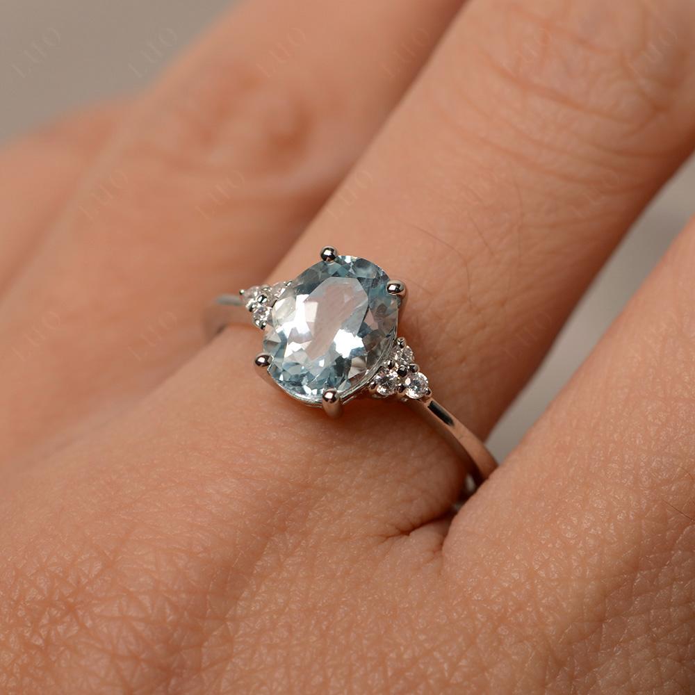 Simple Oval Cut Aquamarine Wedding Ring - LUO Jewelry