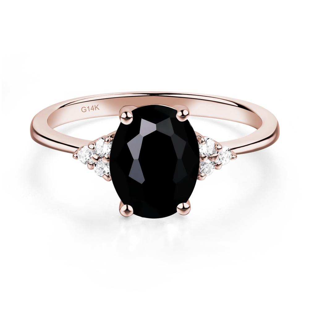Simple Oval Cut Black Spinel Wedding Ring - LUO Jewelry #metal_14k rose gold