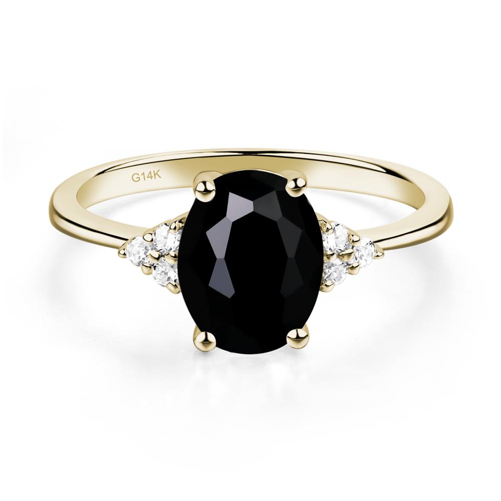 Simple Oval Cut Black Spinel Wedding Ring - LUO Jewelry #metal_14k yellow gold