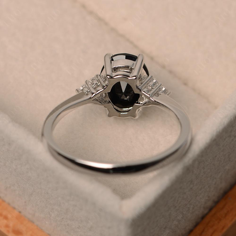 Simple Oval Cut Black Spinel Wedding Ring - LUO Jewelry