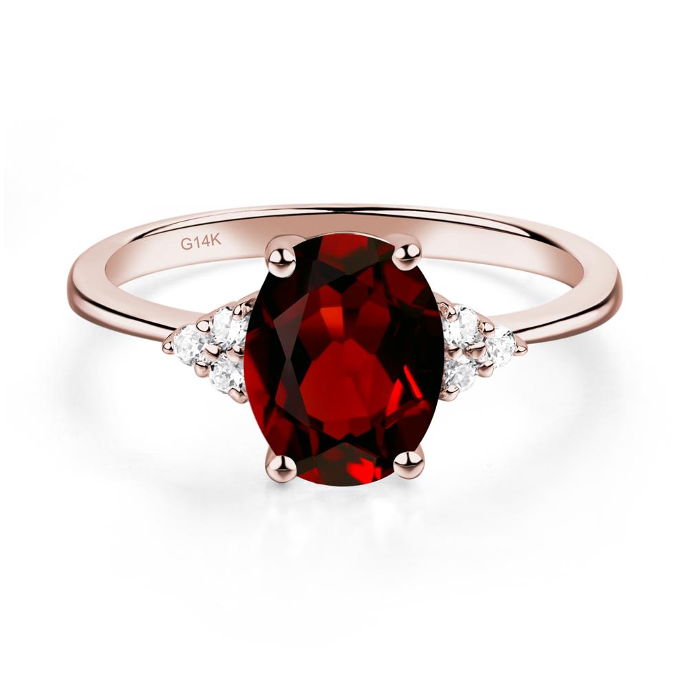 Simple Oval Cut Garnet Wedding Ring - LUO Jewelry #metal_14k rose gold