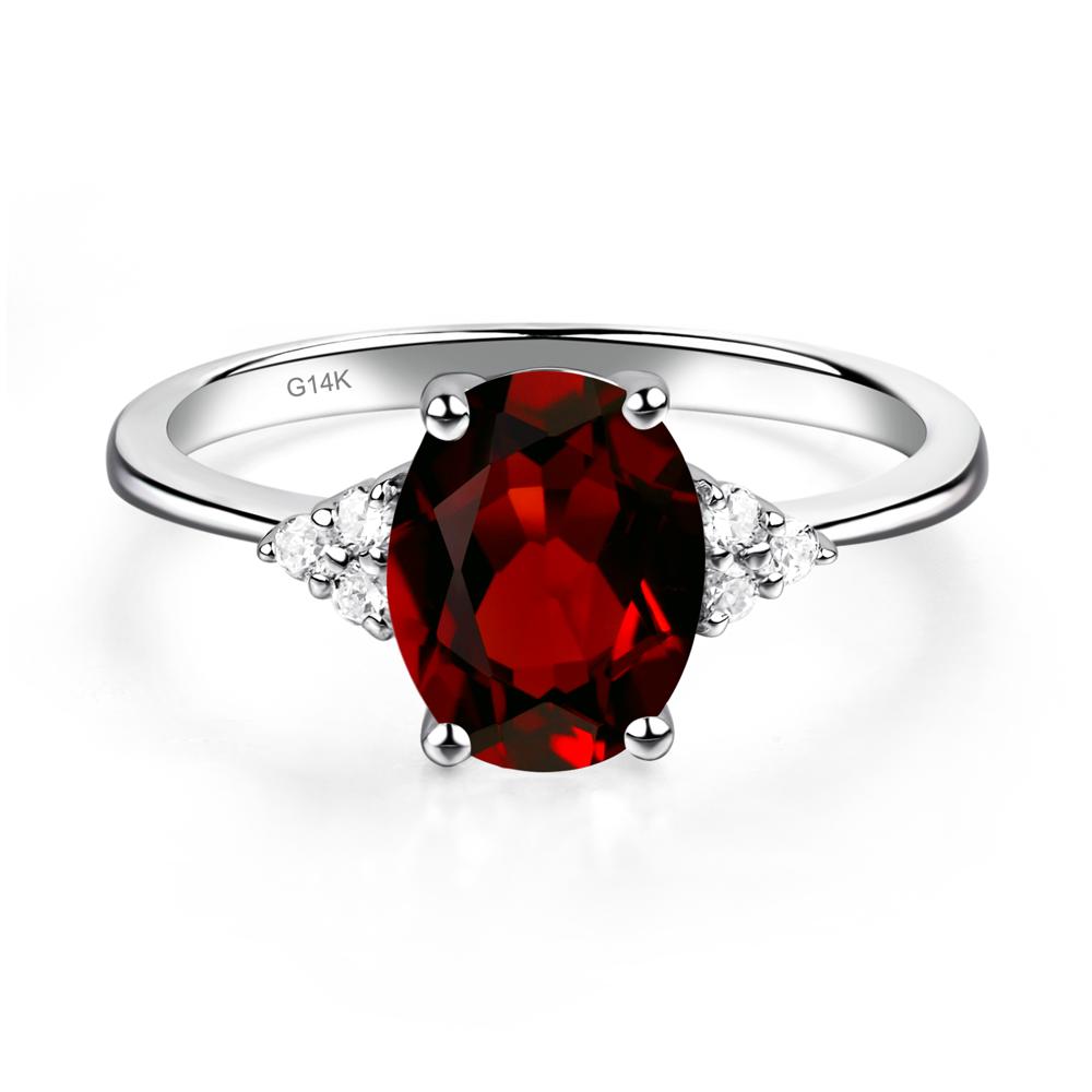 Simple Oval Cut Garnet Wedding Ring - LUO Jewelry #metal_14k white gold