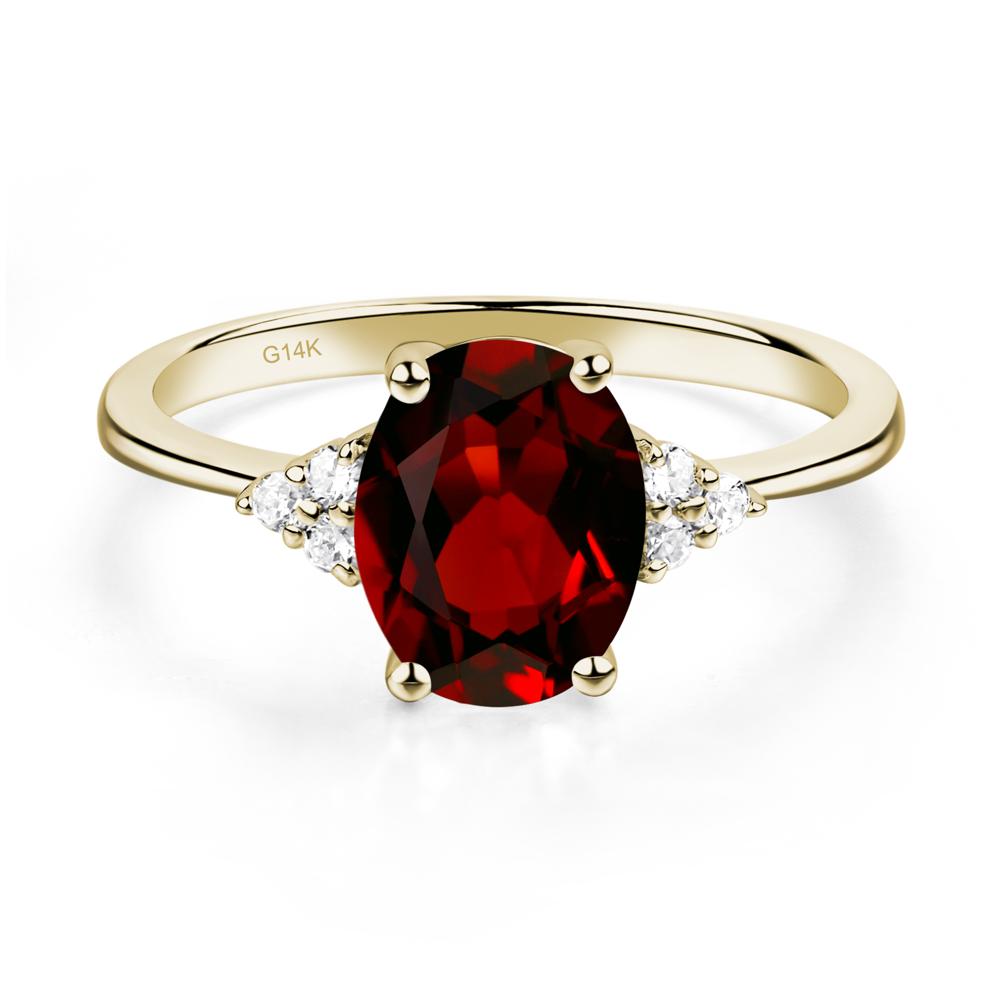 Simple Oval Cut Garnet Wedding Ring - LUO Jewelry #metal_14k yellow gold