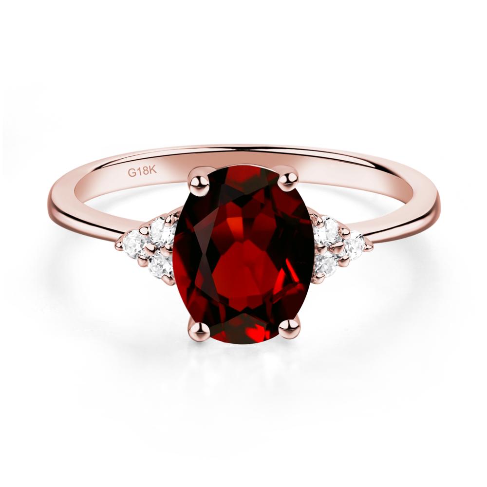 Simple Oval Cut Garnet Wedding Ring - LUO Jewelry #metal_18k rose gold