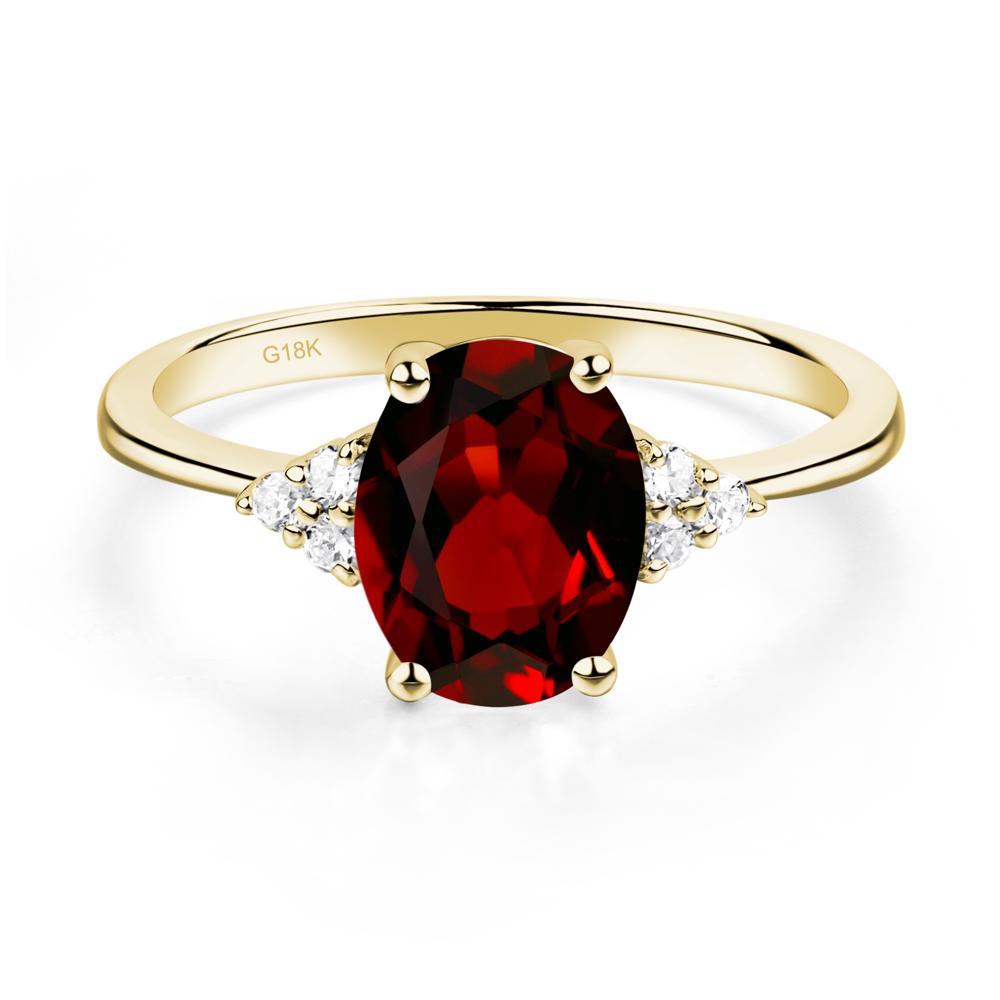 Simple Oval Cut Garnet Wedding Ring - LUO Jewelry #metal_18k yellow gold