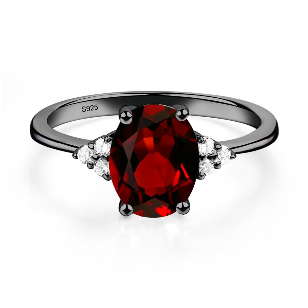 Simple Oval Cut Garnet Wedding Ring - LUO Jewelry #metal_black finish sterling silver