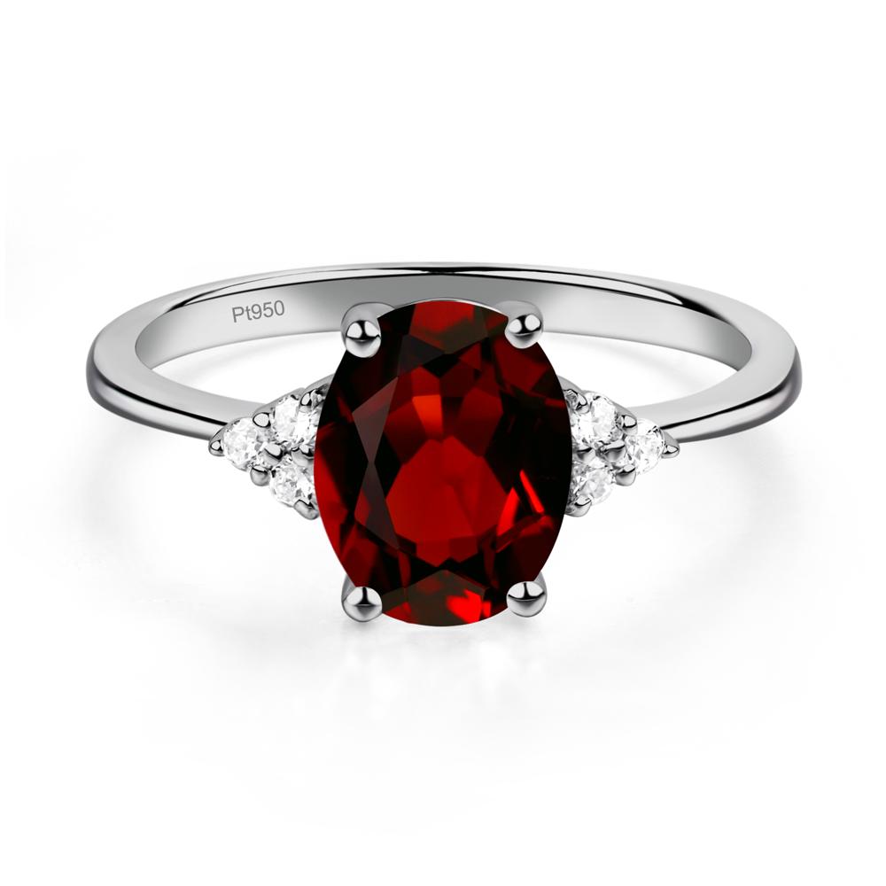 Simple Oval Cut Garnet Wedding Ring - LUO Jewelry #metal_platinum