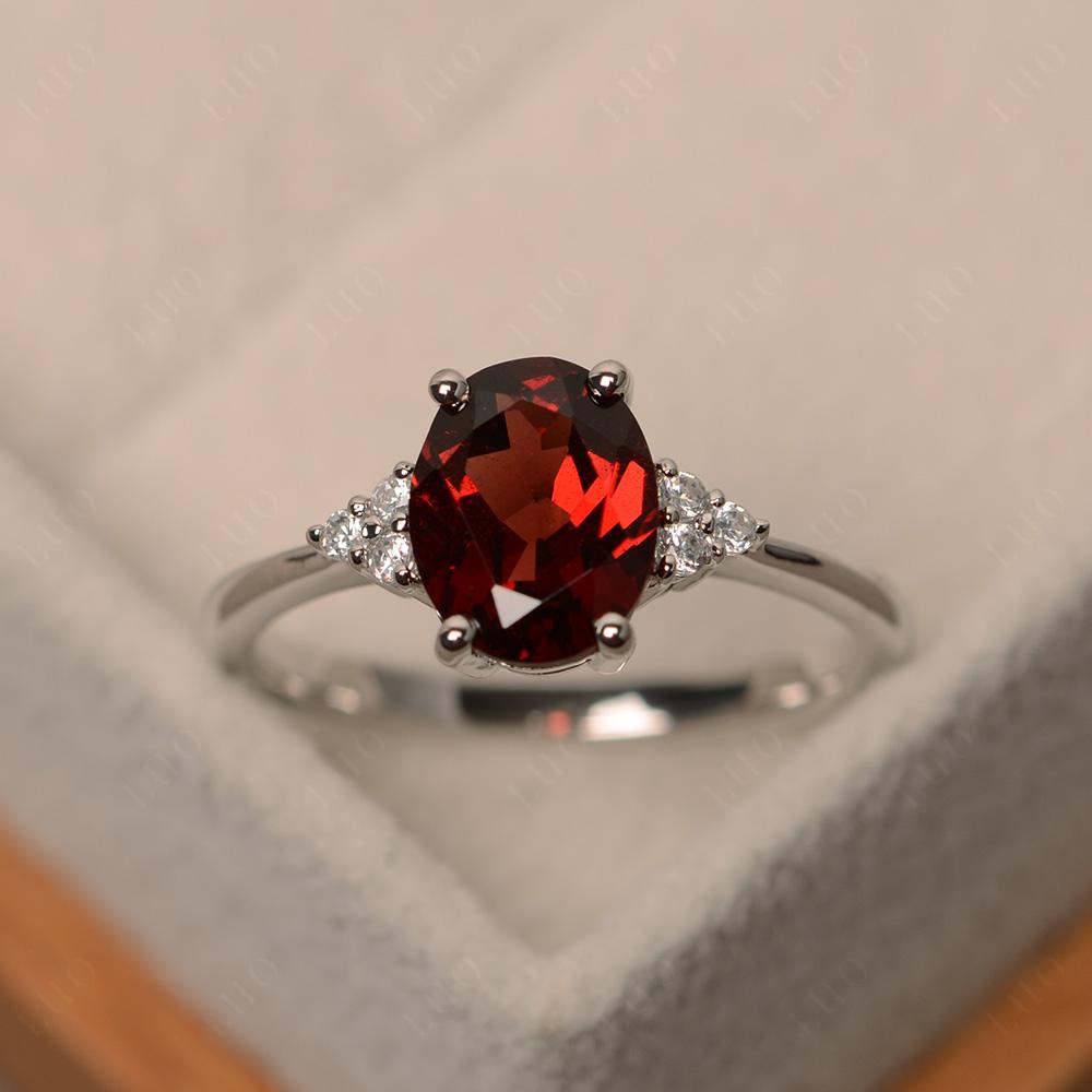 Simple Oval Cut Garnet Wedding Ring - LUO Jewelry
