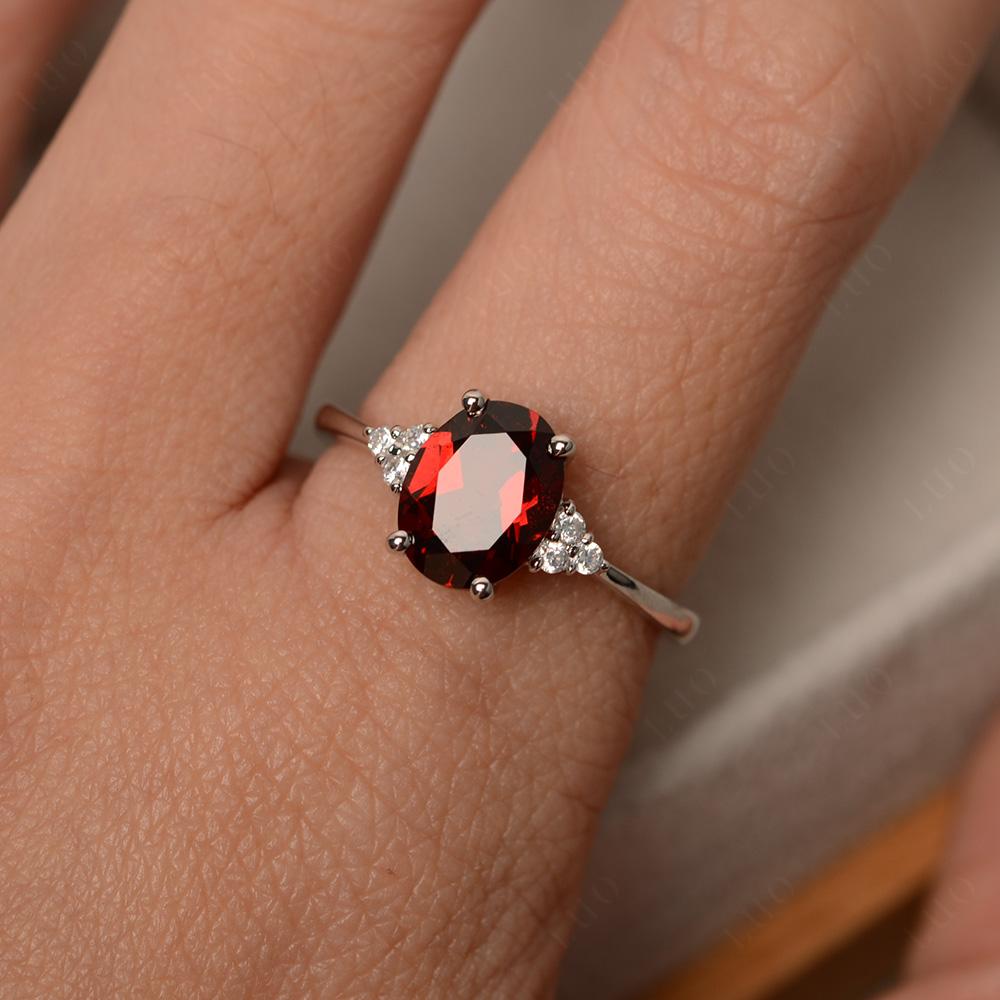 Simple Oval Cut Garnet Wedding Ring - LUO Jewelry