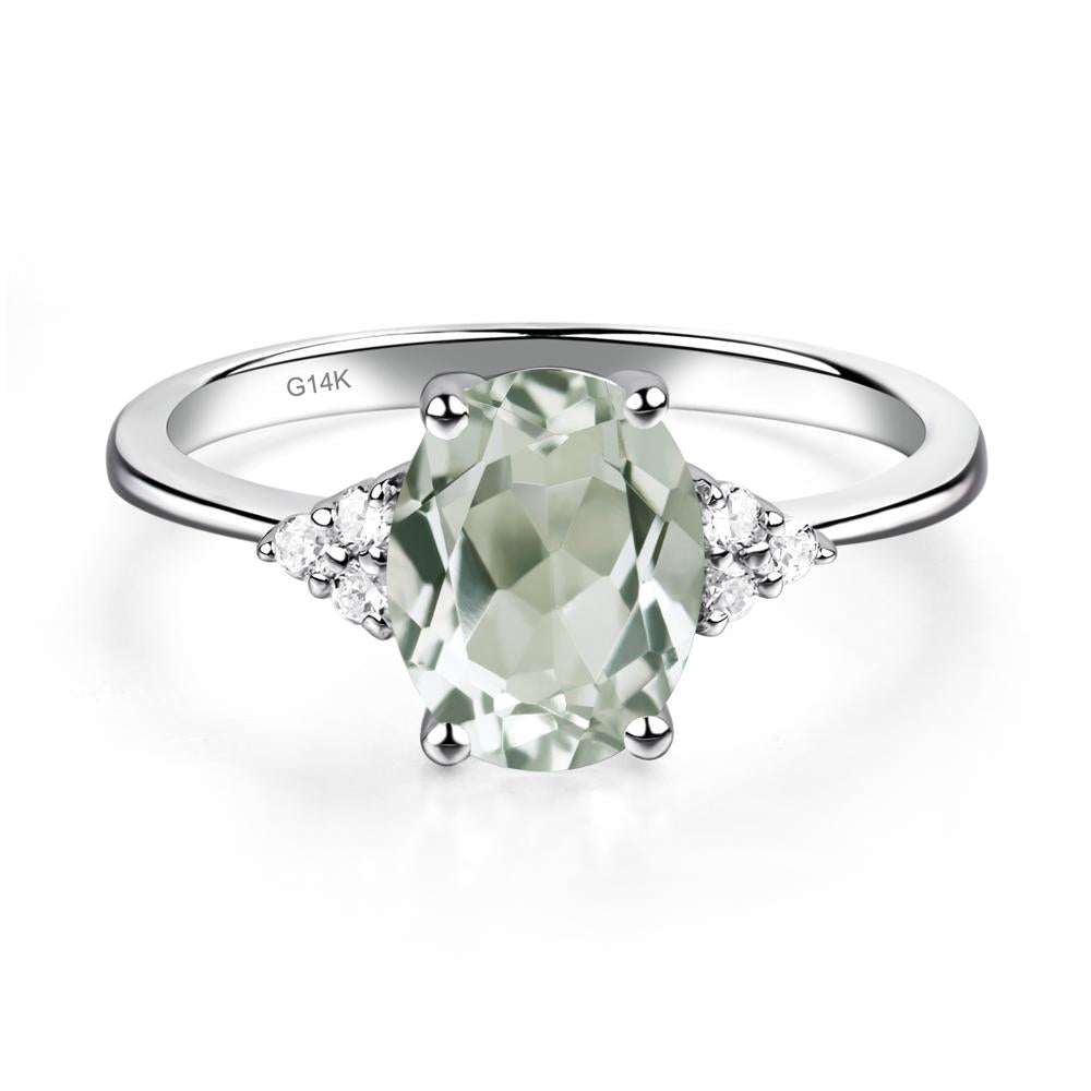 Simple Oval Cut Green Amethyst Wedding Ring - LUO Jewelry #metal_14k white gold