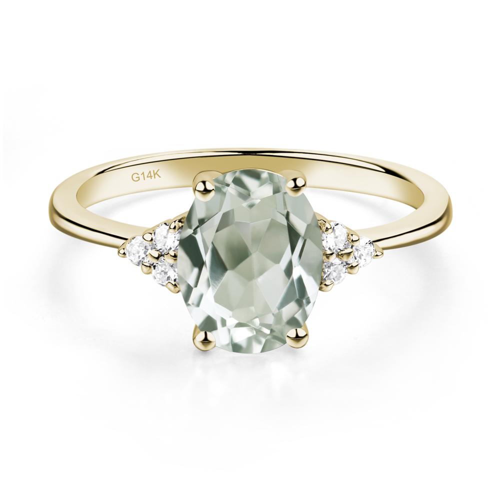 Simple Oval Cut Green Amethyst Wedding Ring - LUO Jewelry #metal_14k yellow gold