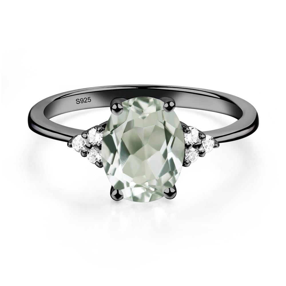 Simple Oval Cut Green Amethyst Wedding Ring - LUO Jewelry #metal_black finish sterling silver