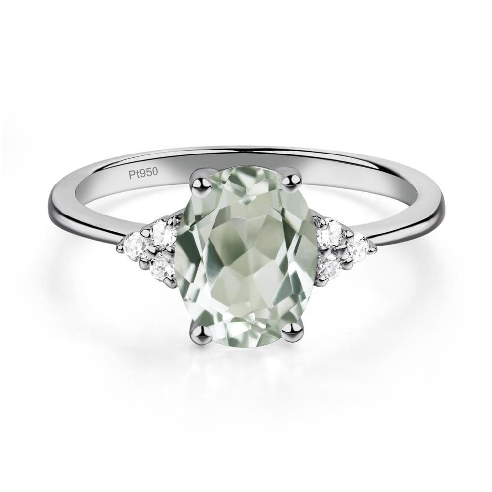 Simple Oval Cut Green Amethyst Wedding Ring - LUO Jewelry #metal_platinum