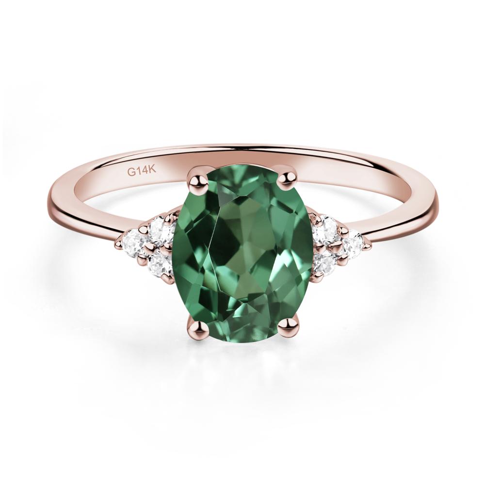Simple Oval Cut Green Sapphire Wedding Ring - LUO Jewelry #metal_14k rose gold