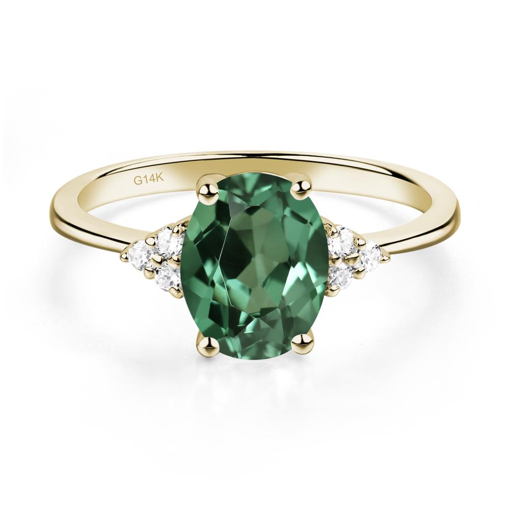 Simple Oval Cut Green Sapphire Wedding Ring - LUO Jewelry #metal_14k yellow gold