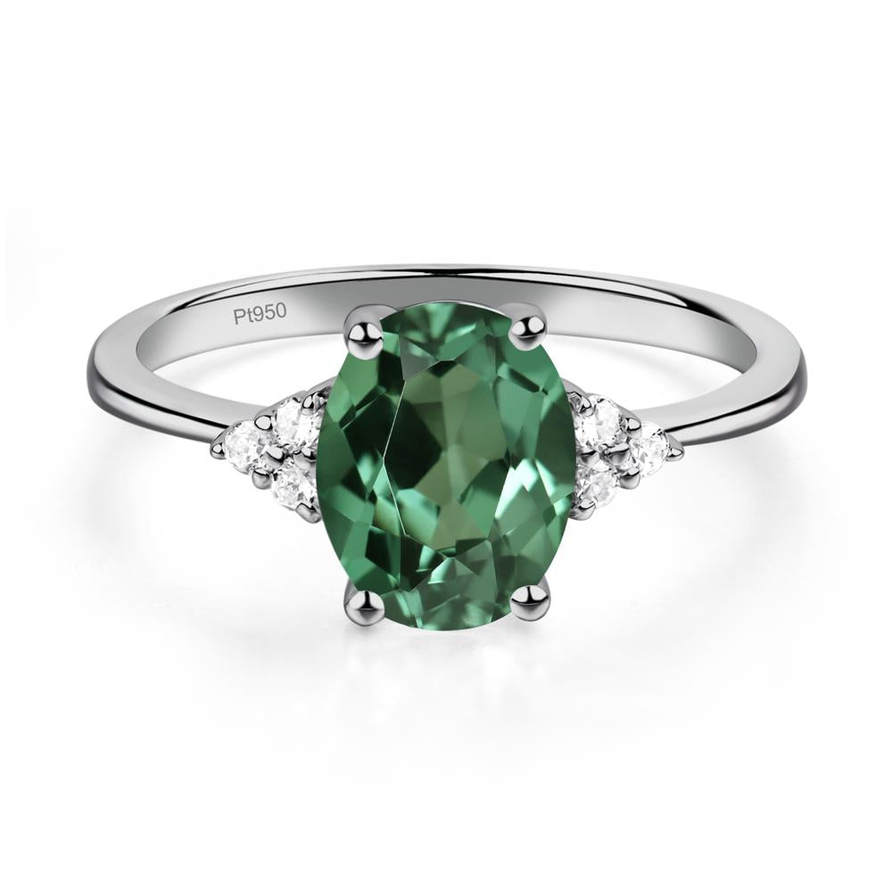 Simple Oval Cut Green Sapphire Wedding Ring - LUO Jewelry #metal_platinum