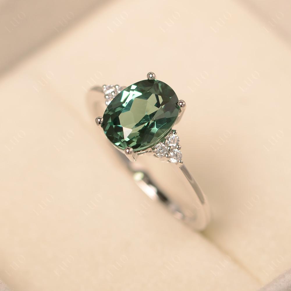 Simple Oval Cut Green Sapphire Wedding Ring - LUO Jewelry