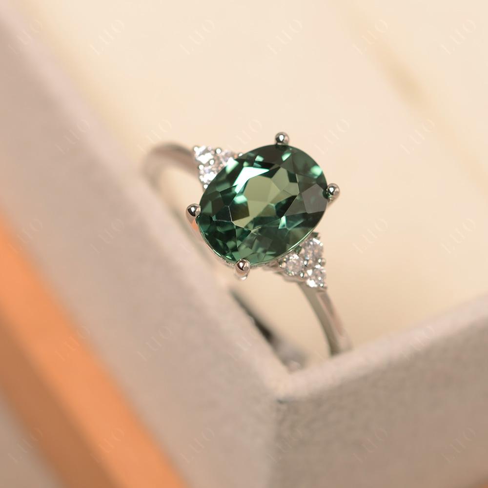 Simple Oval Cut Green Sapphire Wedding Ring - LUO Jewelry
