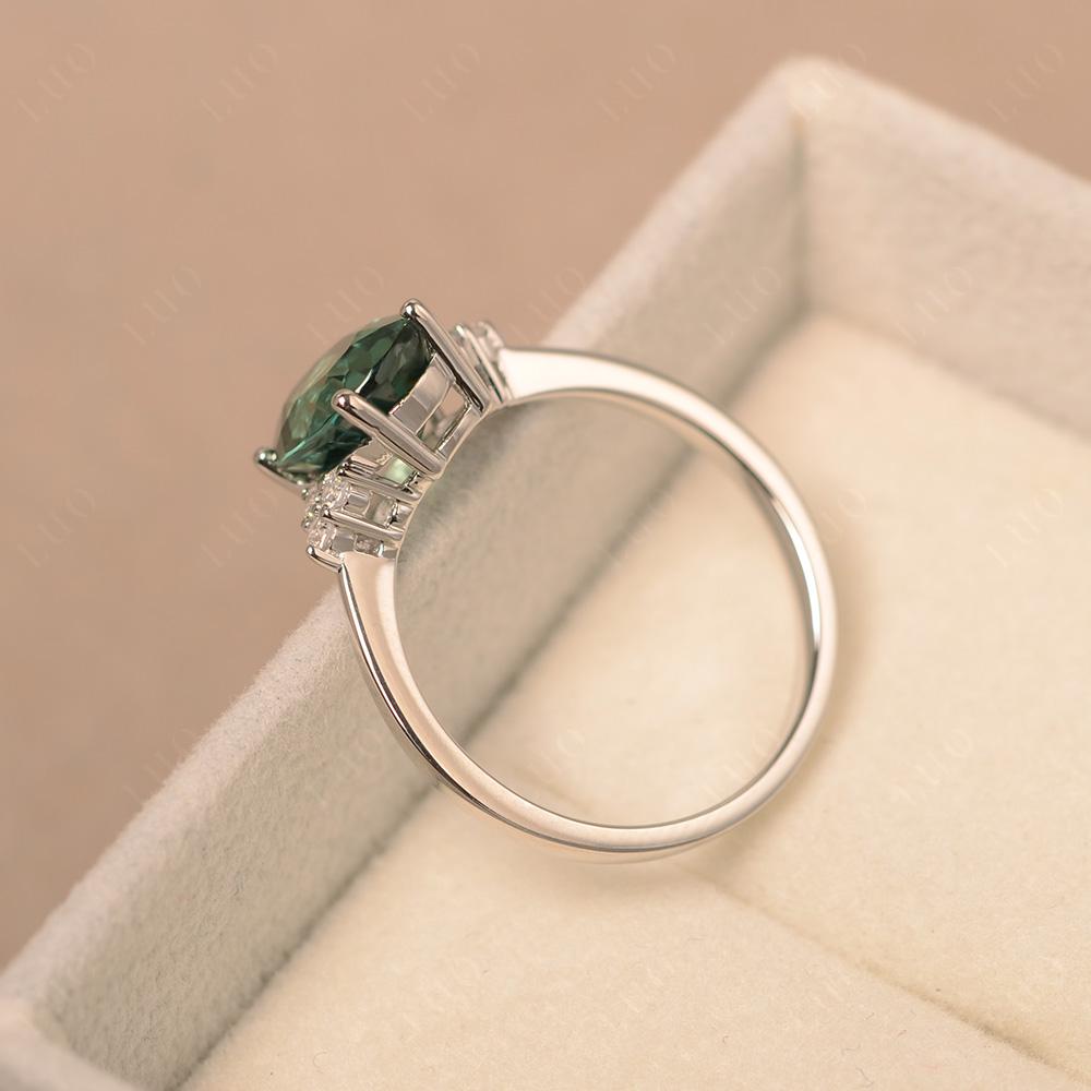 Simple Oval Cut Green Sapphire Wedding Ring - LUO Jewelry
