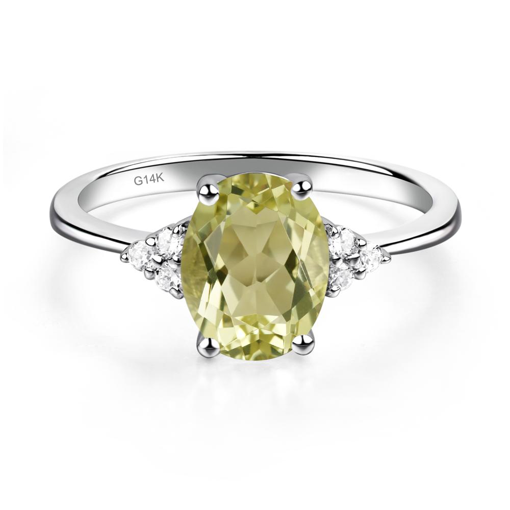 Simple Oval Cut Lemon Quartz Wedding Ring - LUO Jewelry #metal_14k white gold