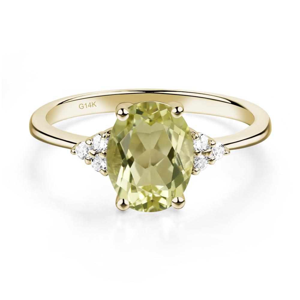 Simple Oval Cut Lemon Quartz Wedding Ring - LUO Jewelry #metal_14k yellow gold