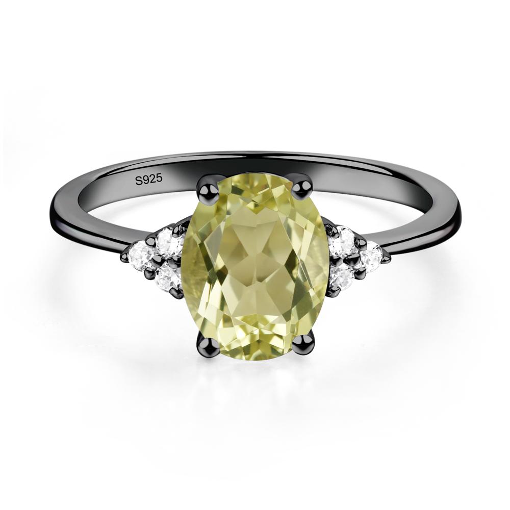 Simple Oval Cut Lemon Quartz Wedding Ring - LUO Jewelry #metal_black finish sterling silver
