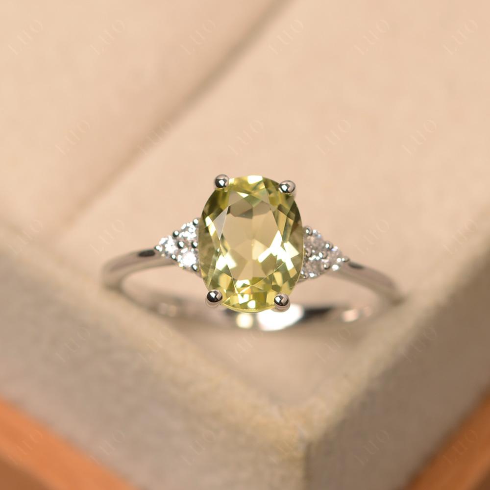 Simple Oval Cut Lemon Quartz Wedding Ring - LUO Jewelry