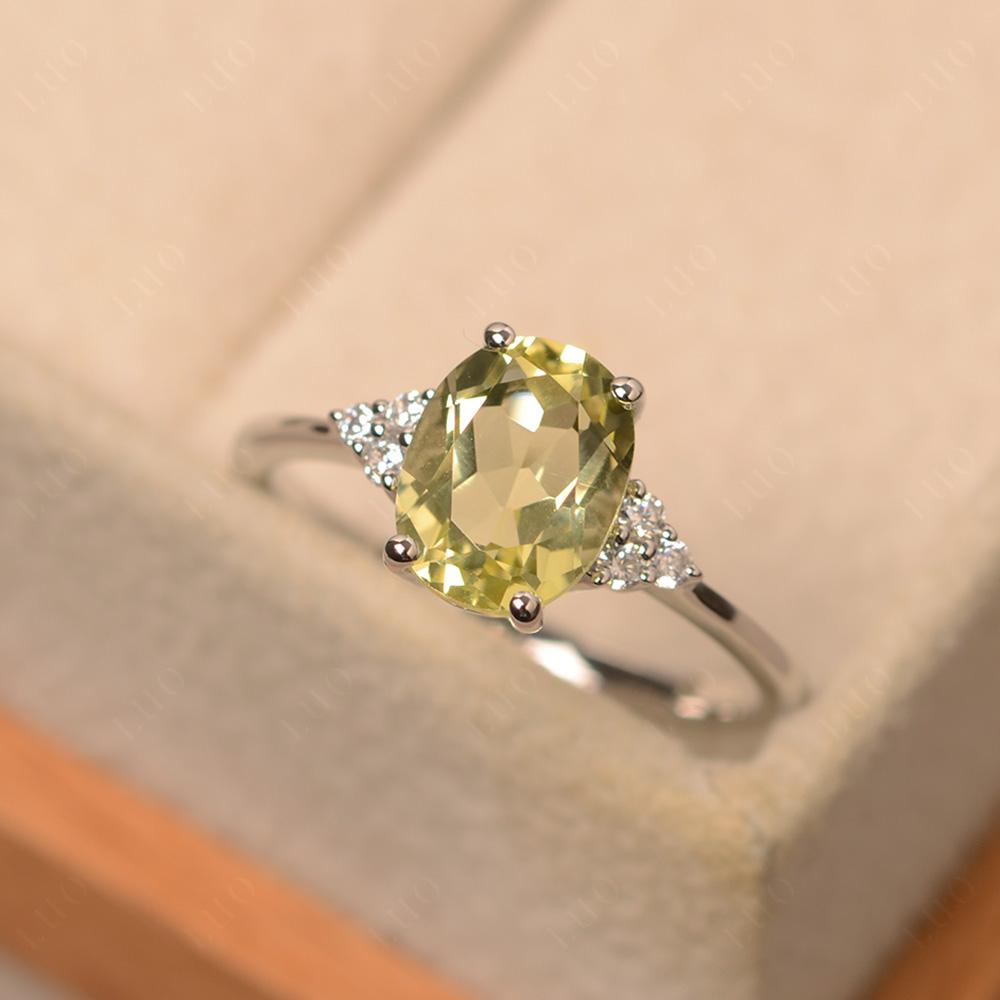 Simple Oval Cut Lemon Quartz Wedding Ring - LUO Jewelry