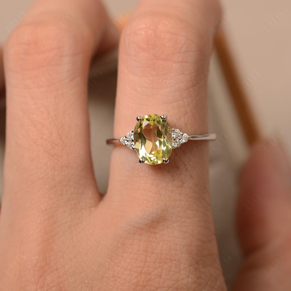 Simple Oval Cut Lemon Quartz Wedding Ring - LUO Jewelry
