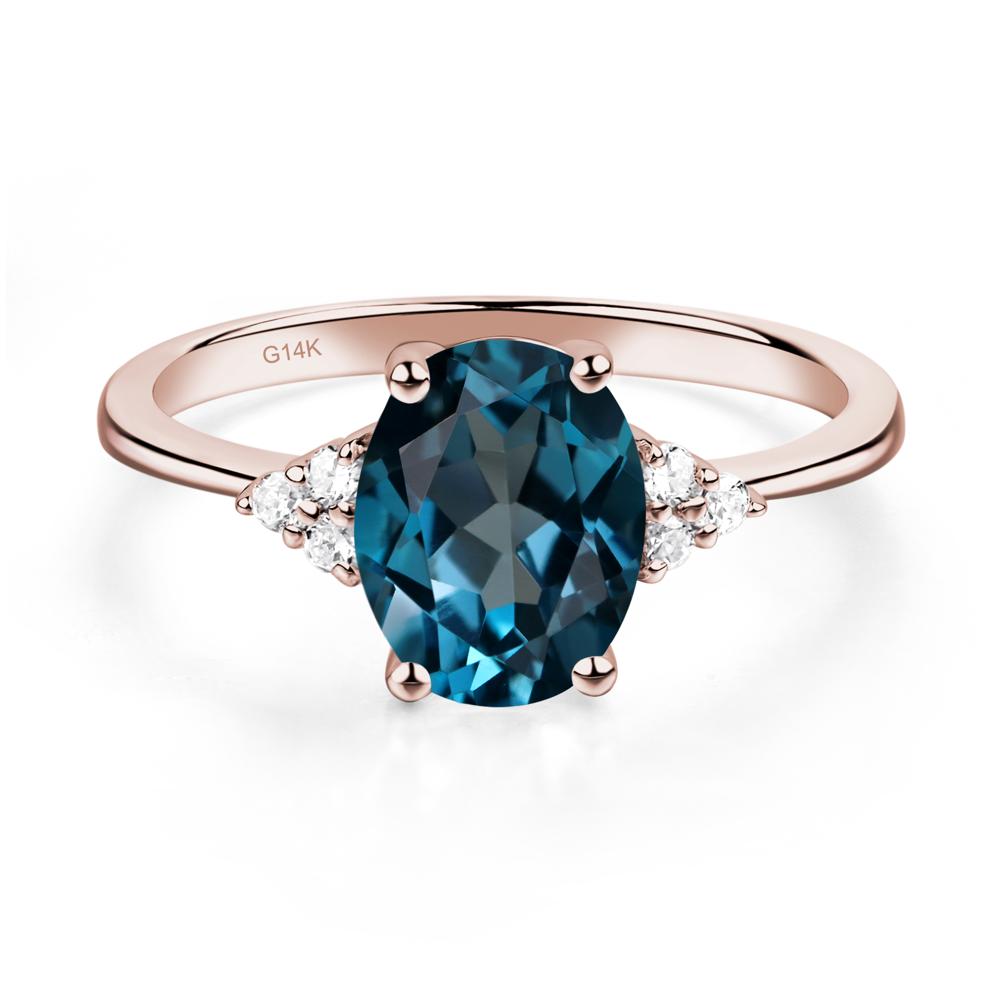 Simple Oval Cut London Blue Topaz Wedding Ring - LUO Jewelry #metal_14k rose gold